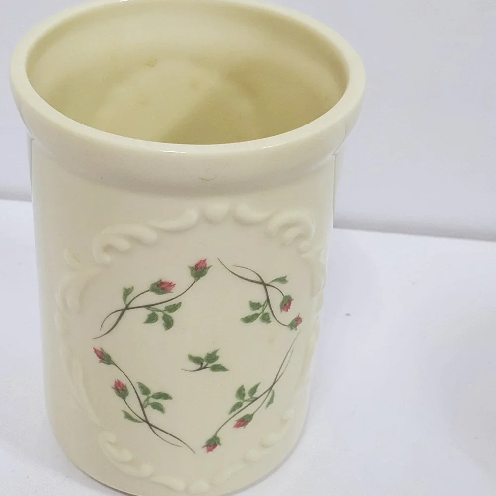 Lenox Rose Manor Bathroom Set Ivory Green Pink Cream Floral Porcelain